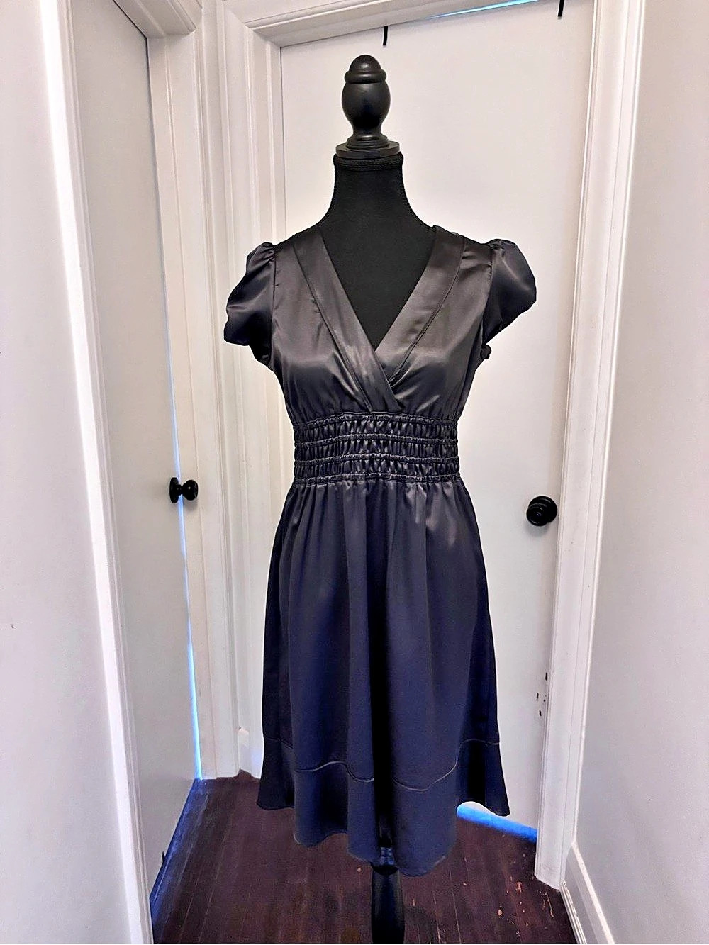 dynamite Black Satin Midi Dress Size Small Like New